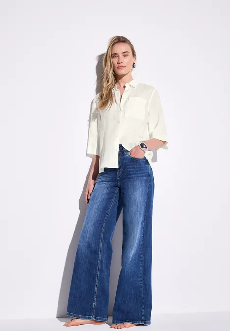 Leinen-Hemdbluse off white