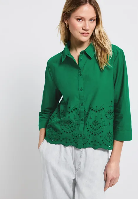 Hemdbluse mit Stickerei glowing green