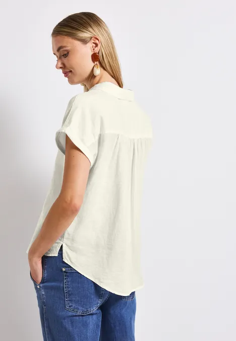 Leinenmix Hemdbluse off white