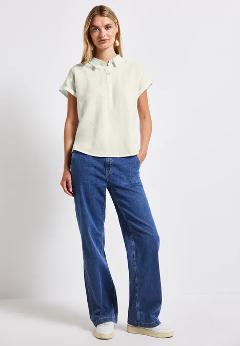 Leinenmix Hemdbluse off white