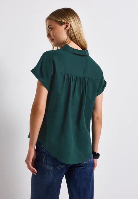 Leinenmix Hemdbluse dark garden green