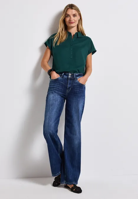 Leinenmix Hemdbluse dark garden green