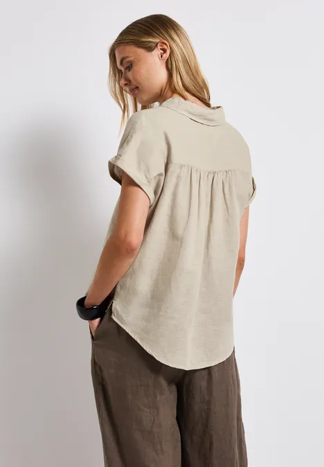 Leinenmix Hemdbluse moonstone sand