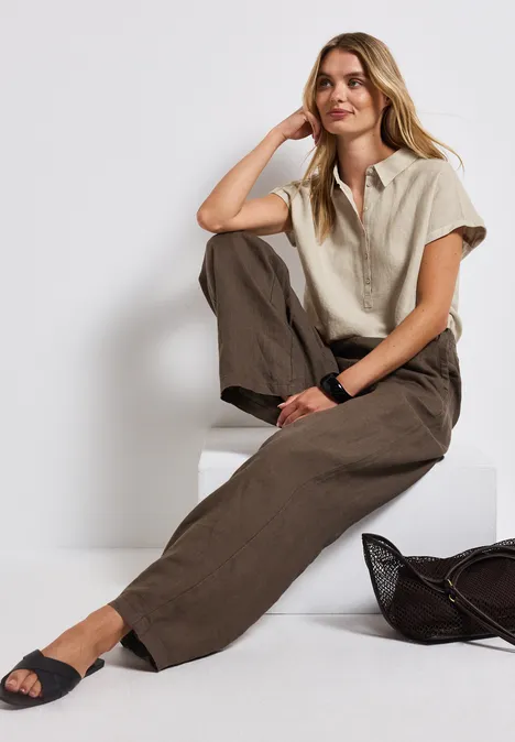 Leinenmix Hemdbluse moonstone sand