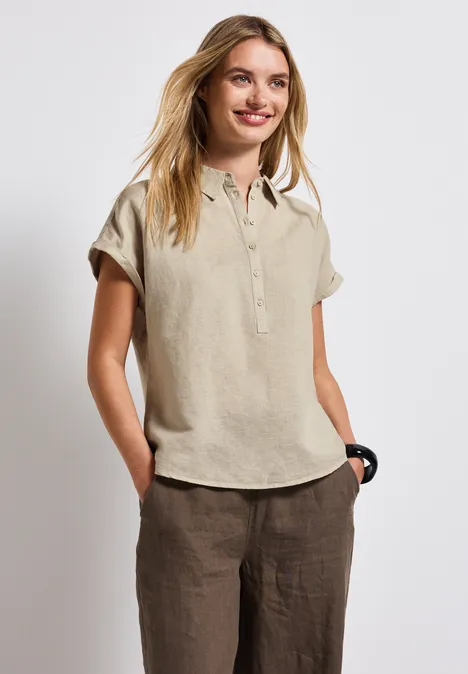 Leinenmix Hemdbluse moonstone sand