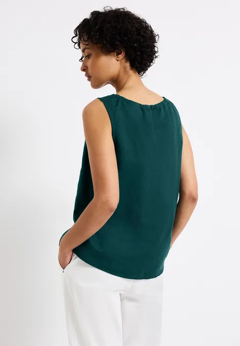 Leinenmix Blusentop dark garden green