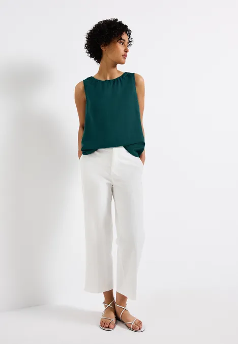 Leinenmix Blusentop dark garden green