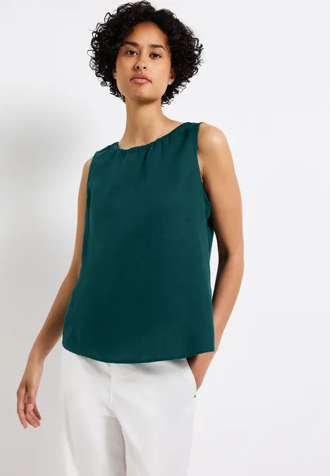 Leinenmix Blusentop dark garden green
