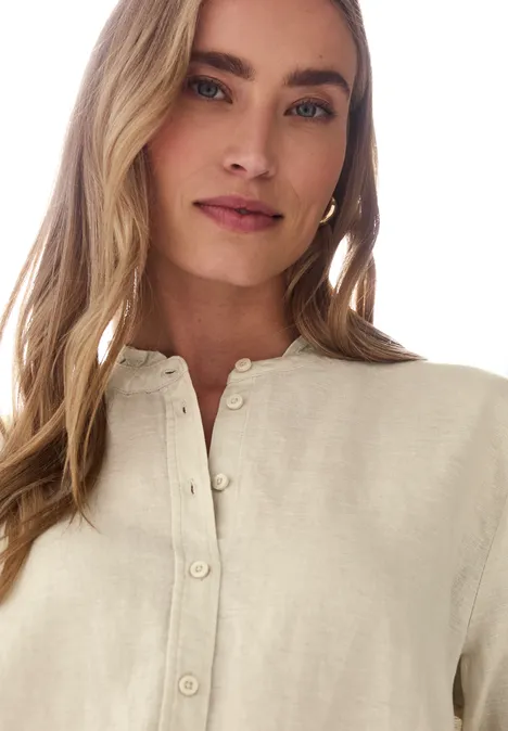 Leinenmix Bluse mit Rüschen moonstone sand