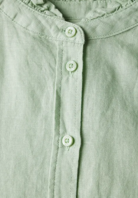 Leinenmix Bluse mit Rüschen soft jade green