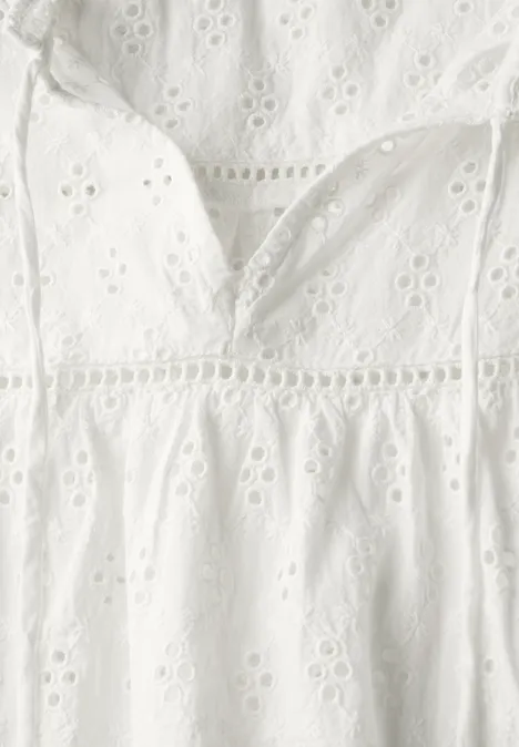 Ärmellose Stickmuster Bluse off white