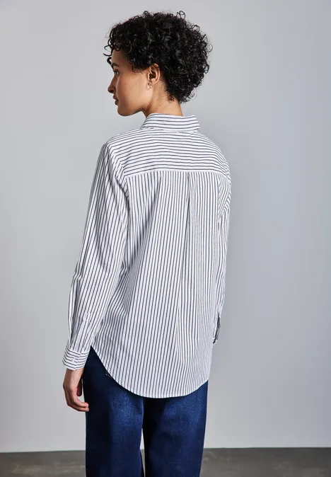 Gestreifte Business Bluse White