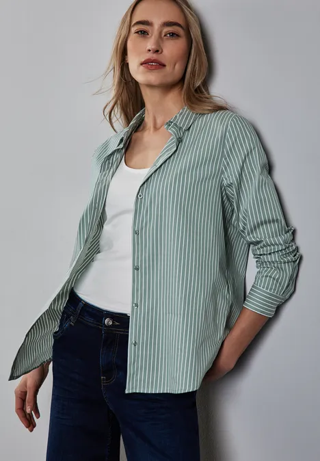 Gestreifte Business Bluse seafoam green