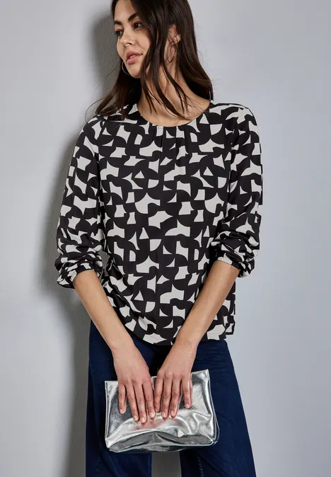 Bedruckte Bluse deep tint blue