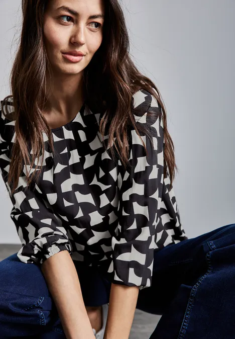 Bedruckte Bluse deep tint blue