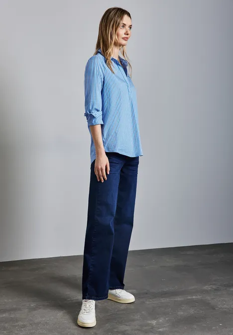 Lange Business-Bluse silver lake blue