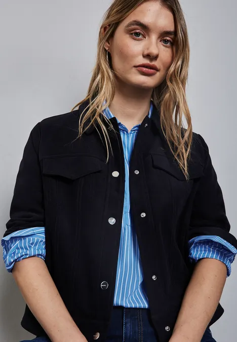 Lange Business-Bluse silver lake blue