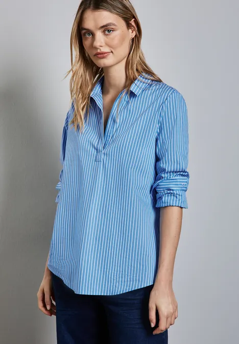 Lange Business-Bluse silver lake blue