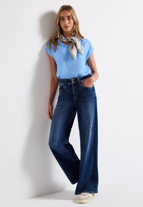 Bluse in Unifarbe original blue