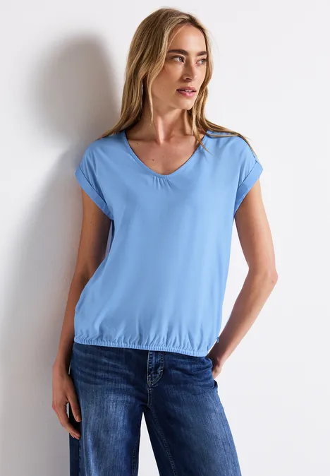 Bluse in Unifarbe original blue