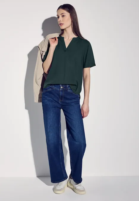 Bluse in Unifarbe hunter green
