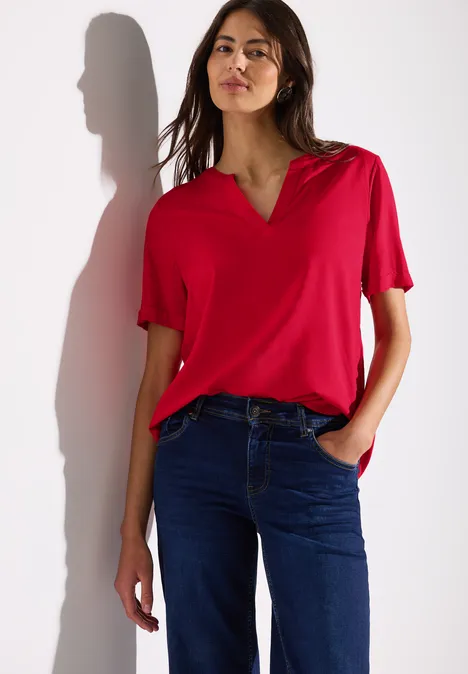 Bluse in Unifarbe glory red