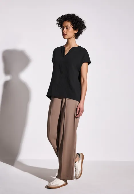 Musselin-Bluse Black