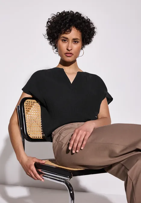 Musselin-Bluse Black