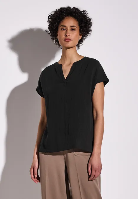 Musselin-Bluse Black