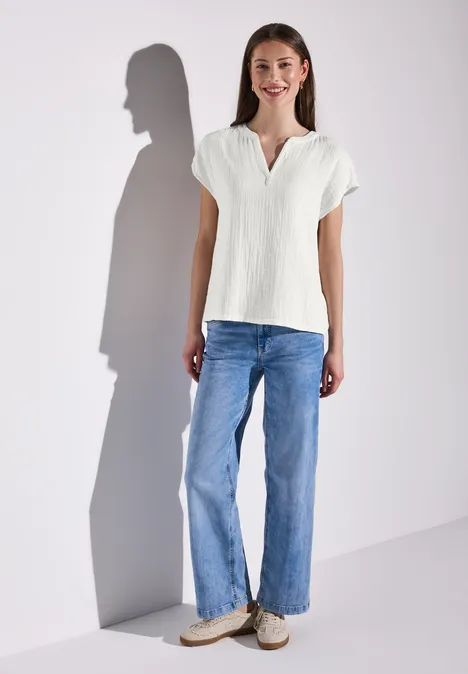 Musselin-Bluse off white