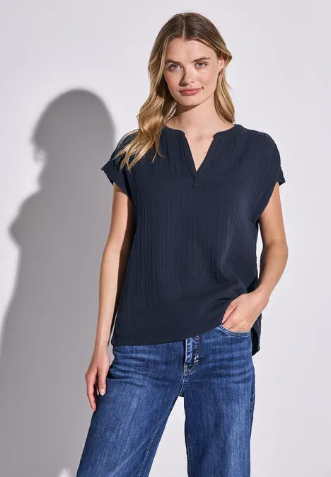 Musselin-Bluse deep blue