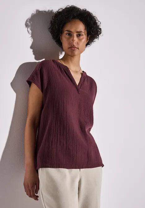 Musselin-Bluse dark cherry red