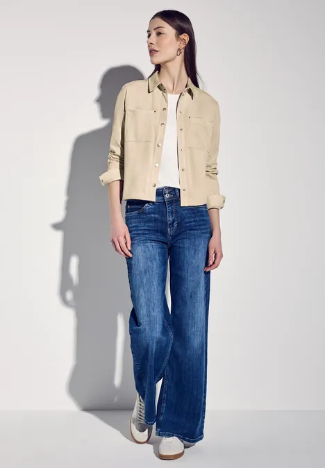 Chemisier en velours cotton beige