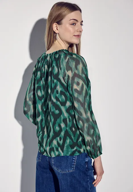 Blouse en mousseline de soie à motifs hunter green