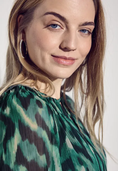 Blouse en mousseline de soie à motifs hunter green