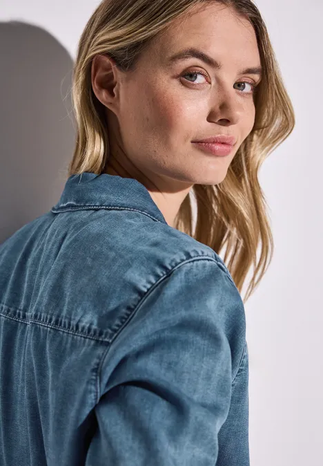 Blouse en jean avec rivets soft mid indigo
