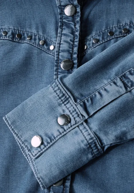 Blouse en jean avec rivets soft mid indigo
