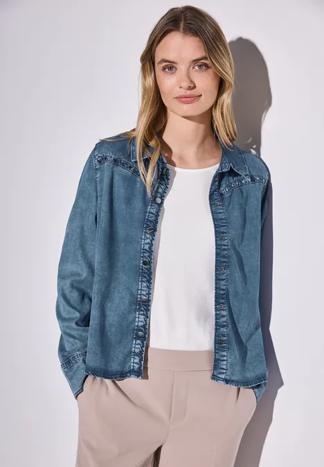 Blouse en jean avec rivets soft mid indigo