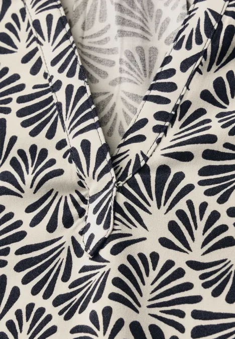 Kurzarmbluse mit Print deep blue