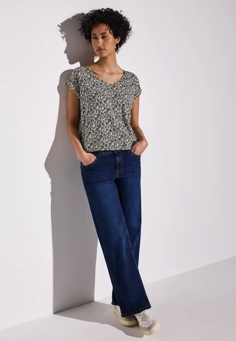 Gemusterte Bluse deep blue