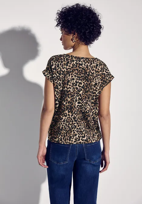 Bluse mit Leo-Muster cub brown