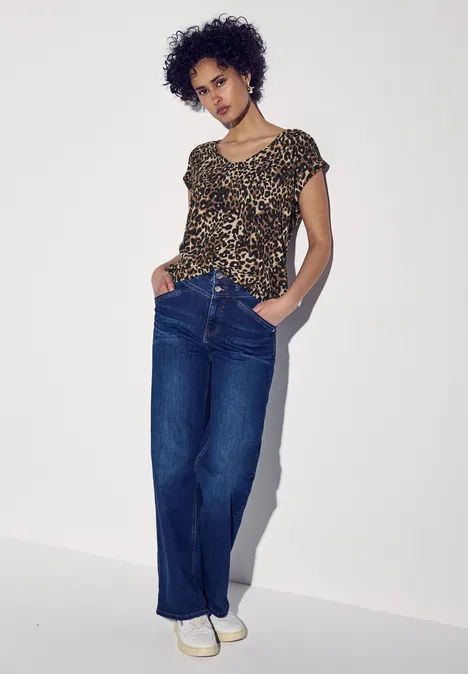 Bluse mit Leo-Muster cub brown