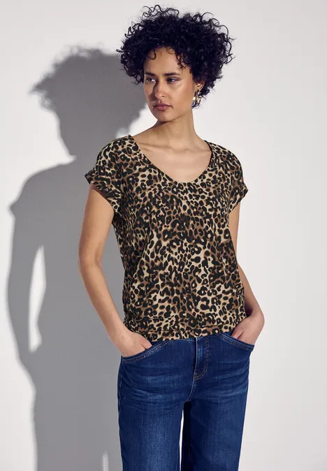 Bluse mit Leo-Muster cub brown