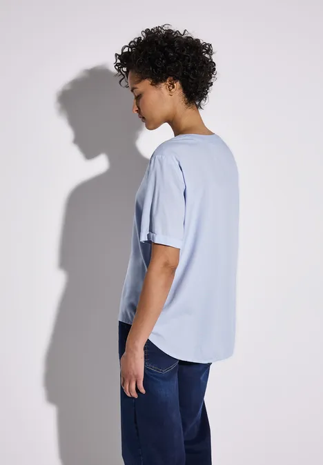 Bluse in Unifarbe brilliant blue