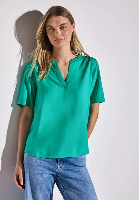 Bluse in Unifarbe atlantis green