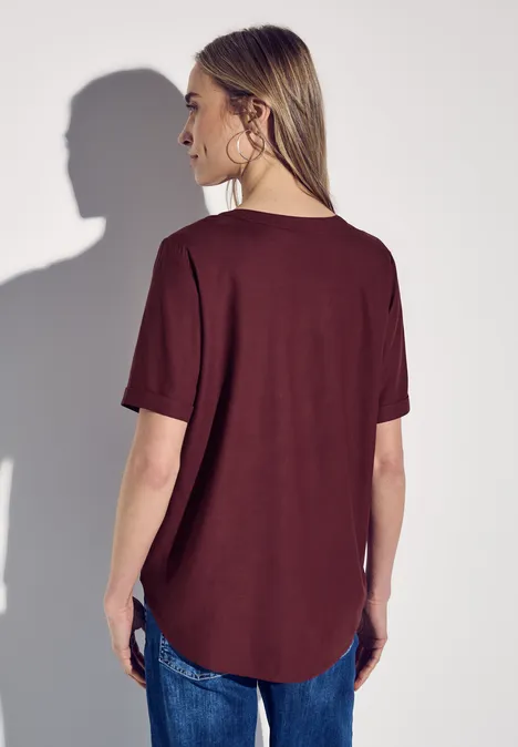 Bluse in Unifarbe dark cherry red