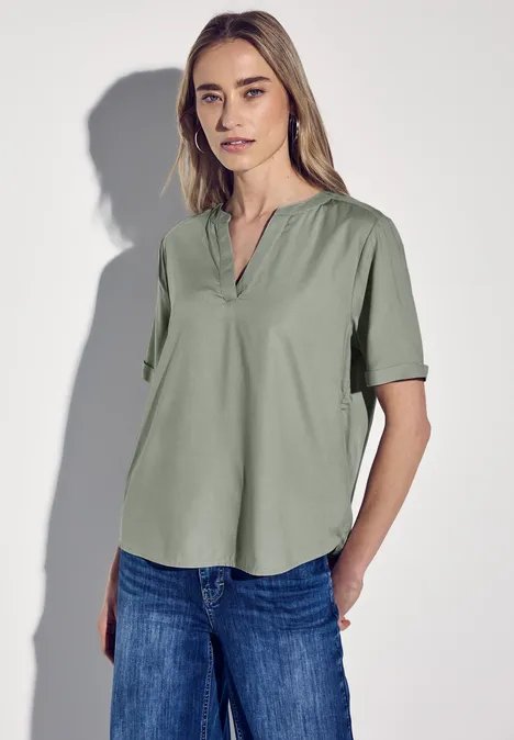 Bluse in Unifarbe dusty milky green