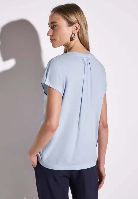 Bluse in Unifarbe brilliant blue
