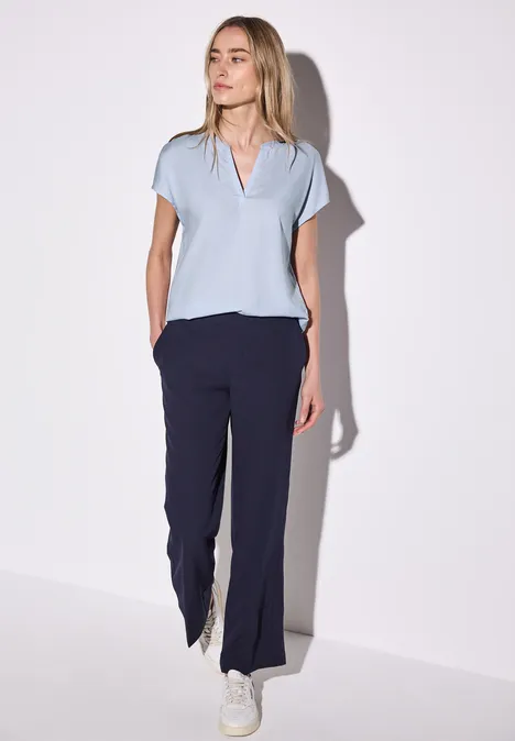 Bluse in Unifarbe brilliant blue
