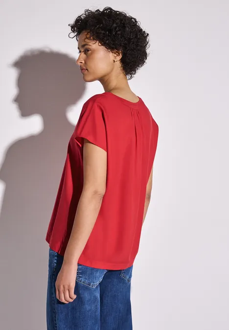 Bluse in Unifarbe glory red